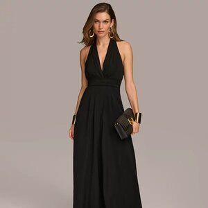 Donna Karan Women's Halter Wide-Leg Jumpsuit Black